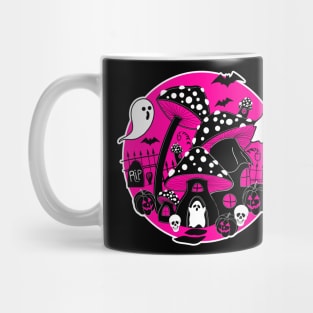 Mushroom Halloween Hot Pink Spooky Fairy House Mug